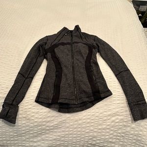 Lulu lemon black and grey “striped” scuba zip up, size 2